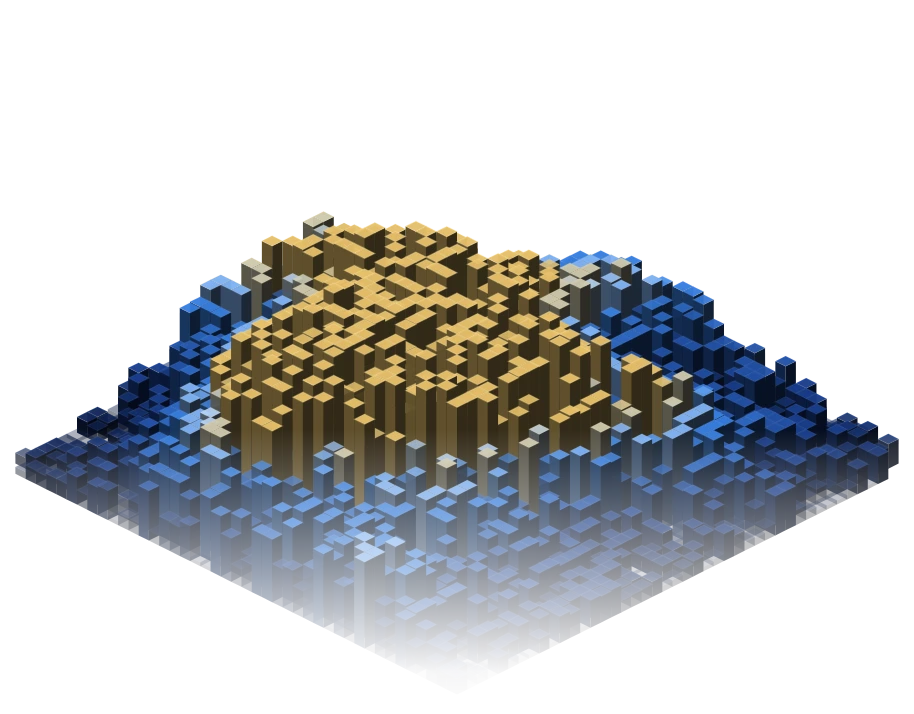 A terrain half built, with columns rising across the grid.